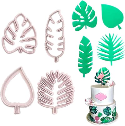 4pcs Tropische Bladeren Koekjes Bladuitstekers Set - Bladuitstekers voor Taartdecoratie - Tropisch Blad voor DIY Decoratieve Bakgereedschappen - Plastic Mal voor DIY Koek Cake