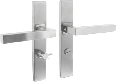 Intersteel Deurkruk Vierkant op schild verdekt rechthoekig 219x40mm met nokken wc 63/8mm rvs EN1906/4