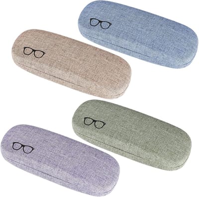 Set van 4 Harde Brilhoezen - Draagbare Bril- en Zonnebrilcases voor Dames en Heren in 4 Kleuren, Ideaal voor Bescherming en Opberging