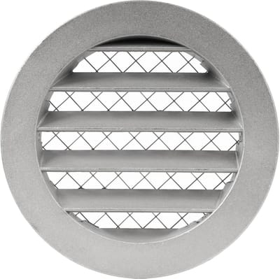 Ventilatierooster Rond - Afdekkap Muur - Luchtcirculatie Buiten - Aluminium Met Gaas - 4 Inch Diameter - Grijs