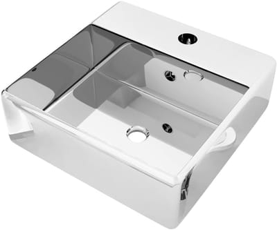 Keramische Wastafel - Badkamer Zink - Dagelijks Gebruik - Met Overloop - 41x41x15 cm - Wit