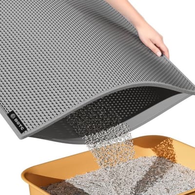 BOTC Kattenbakmat XL - Dubbellaags - 60x45 cm - Waterdicht - Urinebestendige opvangmat - 1 stuk - Grijs