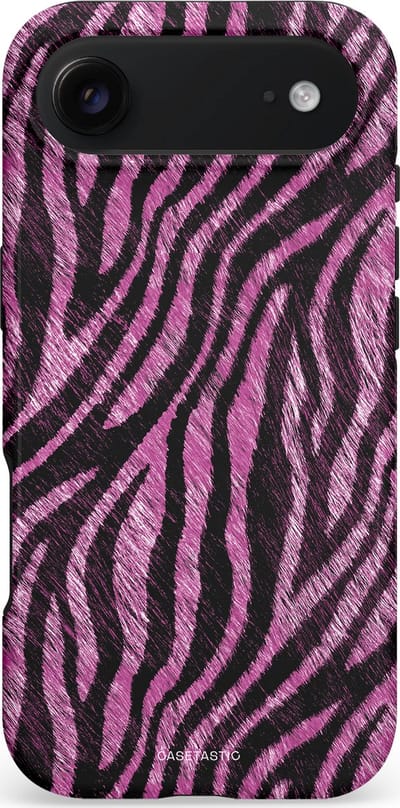 Casetastic hoesje geschikt voor Apple iPhone Air - MagSafe - Dubbellaagse bescherming - Roze Paarse Zebraprint - Fashion Case - Zwart Lila