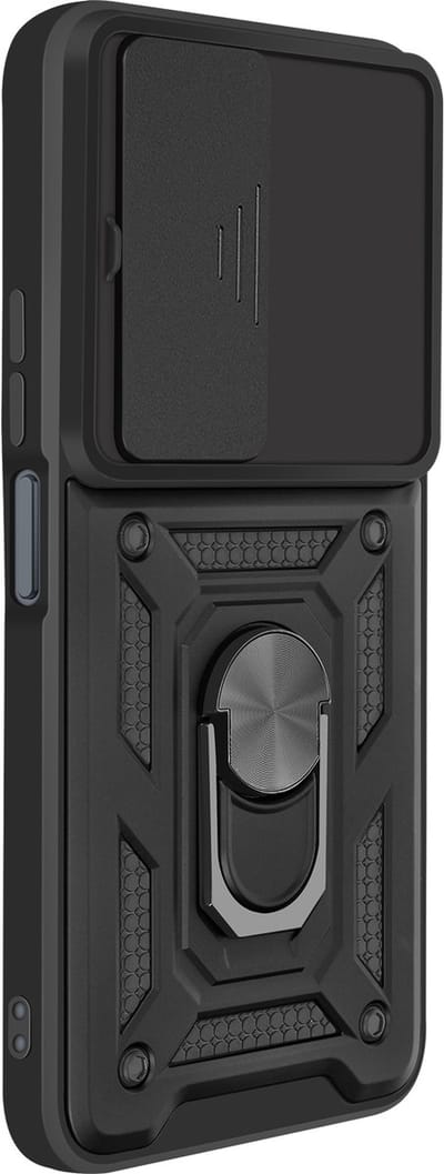 Mayaxess, Hoesje voor Xiaomi Redmi 15 5G met Roterende Magnetische Ring en Camera Cover, Zwart