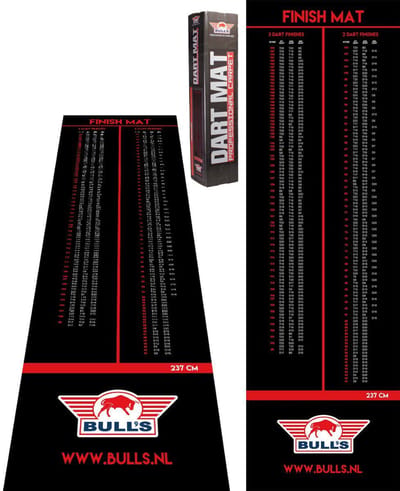 Bull's Dartmat - Tapijt Finish Dartsmat - 300x60cm - Zwart Rood