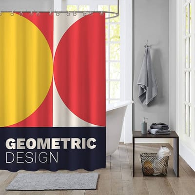 Zwart-Wit Modernisme Tentoonstelling Vintage Minimalistisch Bauhaus Waterdicht Stof Douchegordijn Badkamer Decoratie Gordijn 90x180cm