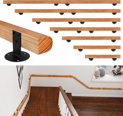 Houten Leuning - Wandsteun Trap - Veiligheid Verhoging - Massief Grenenhout - 60 cm - Houtkleur
