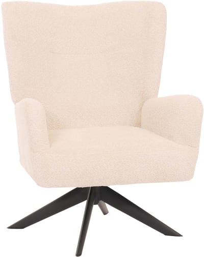 Lounge fauteuil MCW-N65, cocktail fauteuil gestoffeerde fauteuil relaxfauteuil, draaibaar, stof/textiel chenille metaal ~ crème-beige
