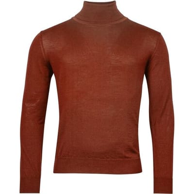 Baileys Trui Rollneck Merino Single Knit Deep Orange / male