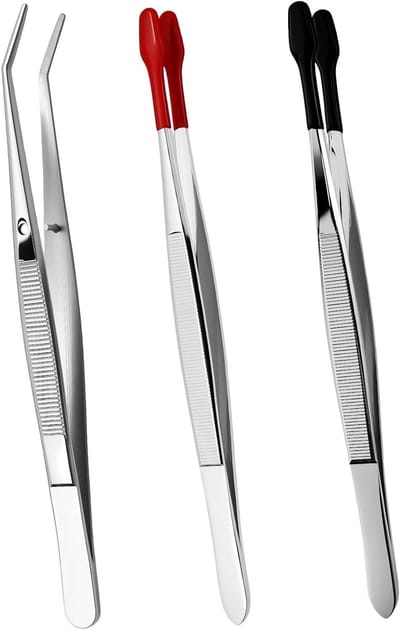Solidchoice - 2 Stuks Roestvrijstalen Pincetten met Rubberen Punten voor Laboratorium en DIY