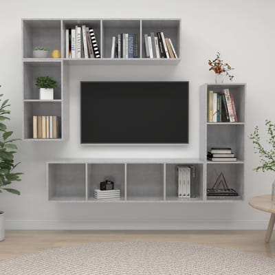 vidaXL - 4-delige - Tv-meubelset - bewerkt - hout - betongrijs