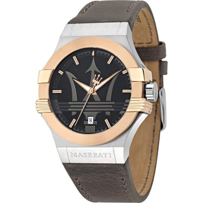 Maserati Potenza Grijs Leer Heren Quartz Horloge R8851108014 grijs
