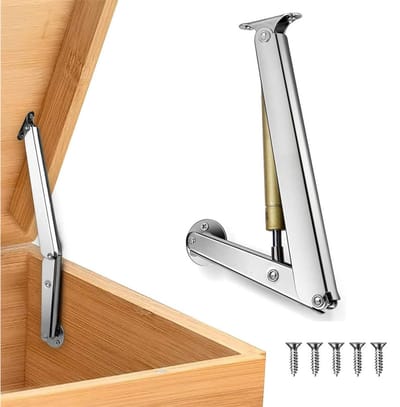 1 set soft-close dekselsteunen, soft-close scharnier Geschikt voor speelgoedkist, 100N pneumatische steun, zwaar uitgevoerd scharnier, automatische veiligheidssluiting met langzame sluiting, pneumatisch deksel, gasveer.