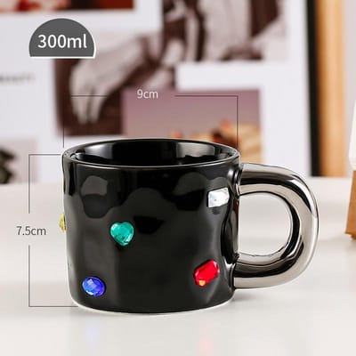 Niche Mok Creatieve Edelsteen Keramische Kop Hoge Waarde Grensoverschrijdende Geavanceerde Kop Galvaniseren Koffiekop 300ml