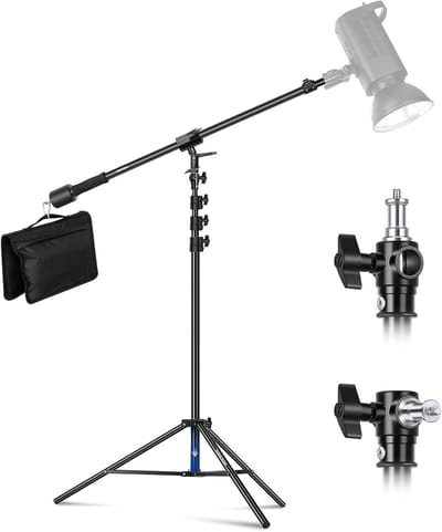 Verstelbare 3m Aluminium Fotostatief met Boomarm, Tegengewicht en Zandzak voor Softbox, Studioflitsers en Ringlampen