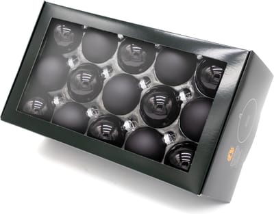Muntel® Kerstballen Glas - 30 Stuks - Mix - Glas - Mat - Glans - Zwart