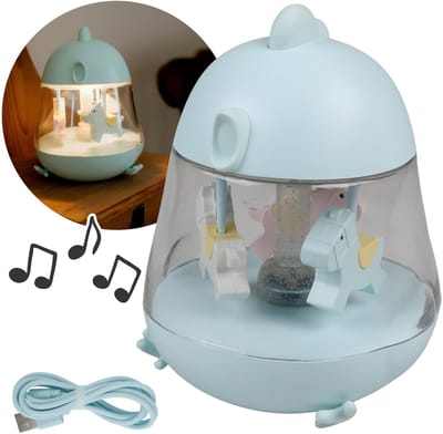 Mary's Blauwe muziekdoos met LED-nachtlampje, lamp voor kinderkamer, USB warm RGB-licht