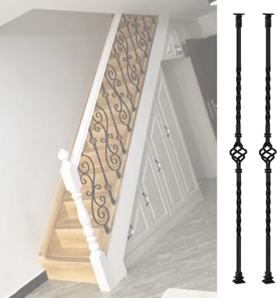 Trapleuning Baluster - Metalen Spijl - Veiligheid Verfraaien - Hoek Verstelbaar - 140 cm Hoog - Zwart