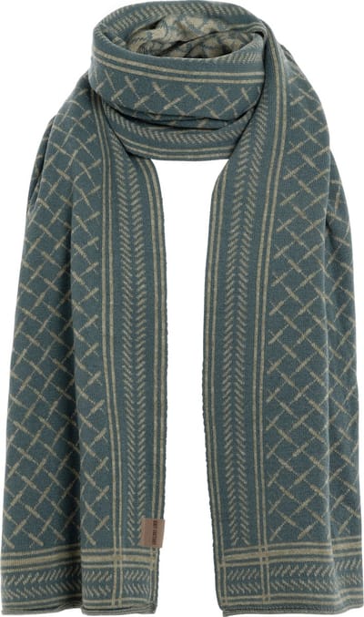 Knit Factory Dusk Gebreide Sjaal Unisex - Groen geruite rechte sjaal voor herfst en winter - Langwerpige sjaal - Wollen sjaal - Heren sjaal - Dames sjaal - Laurel/Urban Green - 200x35 cm