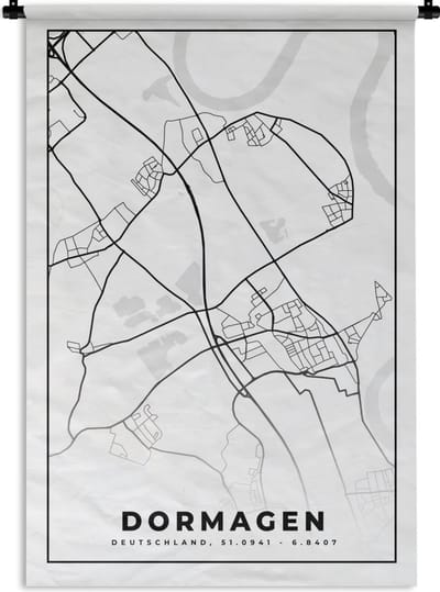 Wandkleed - Wanddoek - Plattegrond - Kaart - Dormagen - Stadskaart - 120x180 cm - Wandtapijt