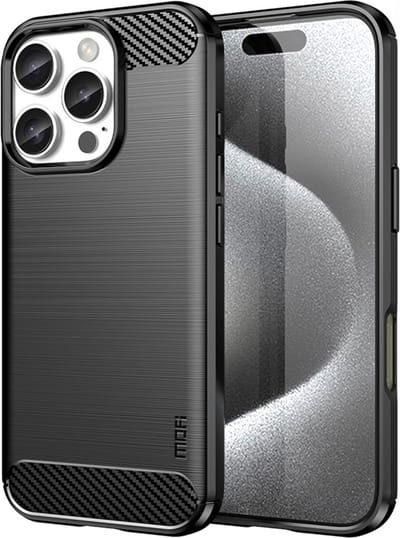 Coverup Hoesje - Geschikt voor iPhone 16 Pro Max Hoesje - Coverup Armor Brushed TPU Back Cover - Zwart
