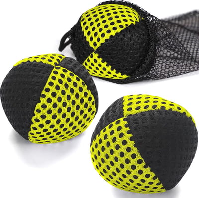 Jongleerballen Set - Balancering Oefenen - Vaardigheid Trainen - Duurzaam Nylon Materiaal - 3 Stuks - Zwart Geel