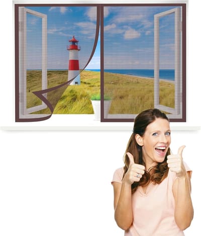 Horren voor raam - Vliegscherm raam - Insecten buiten houden - Magnetische bevestiging - 150 x 115 cm - Bruin
