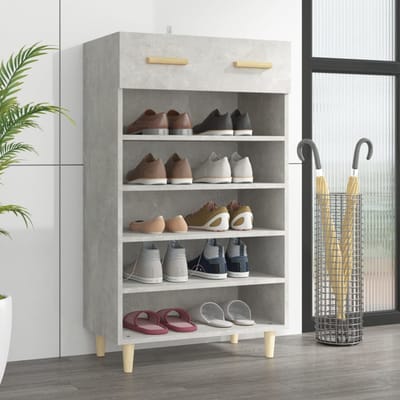 vidaXL - Schoenenkast - 60x35x105 - cm - bewerkt - hout - betongrijs