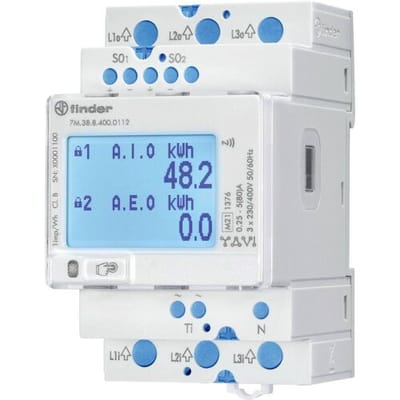 Finder 7M.38.8.400.0112 7M.38.8.400.0112 Bidirectionele kWH-meter (DIN-rail) Digitaal 80 A 1 stuk(s)
