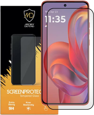 MobyDefend Screenprotector - Geschikt voor Motorola Edge 60 Neo - Screensaver Met Zwarte Randen - Gehard Glas
