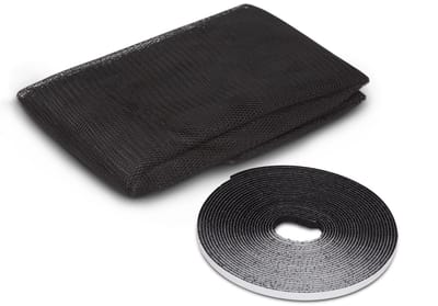 Vliegengordijn / Hordeur / Raamhor Insectenhor Voor Raam – Zwart – 100 × 100 Cm – Met Klittenband – Afneembaar En Wasbaar – UV Bestendig – Voor Thuis, Kantoor En Vakantiehuis [11600BK]