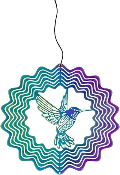 3D Wind Spinner voor Tuin en Balkon, Roestvrijstalen Decoratie met Kleurrijke Vogels, 100 x 100 mm, Perfect voor Buitenruimte en Courtyard