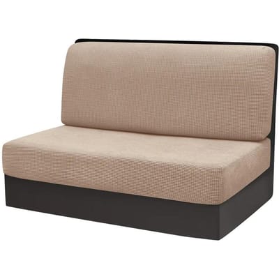 2 stuks/set Polar Fleece RV Zitkussenshoezen Elastische Eethoek Sofahoes Stretch Verstelbare Zitkussenhoezen Camper Stoelhoezen 1set beige