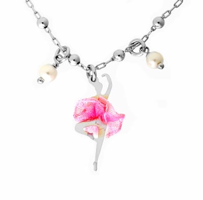 Orphelia Zilverkleurig - Kinderketting met Ballerina - ZK-7131 - 41 cm