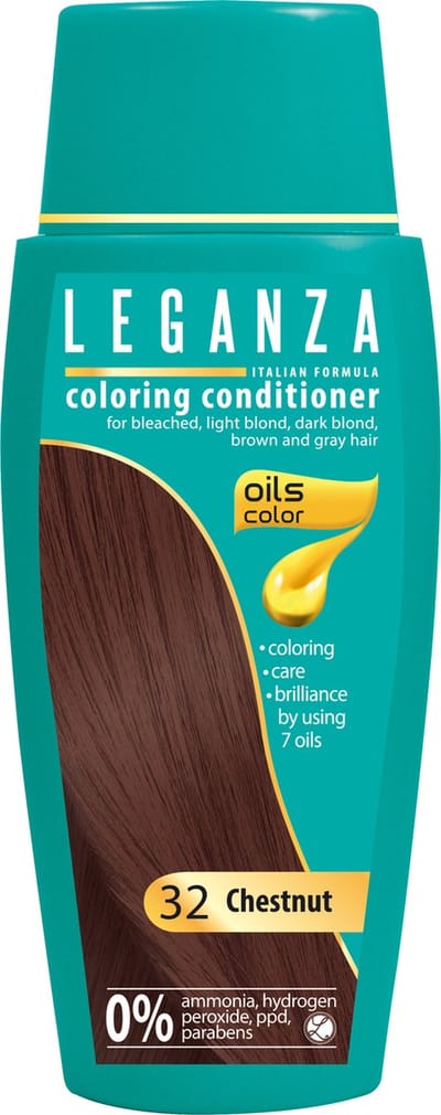 Leganza Coloring Conditioner Chestnut – Natuurlijke Kleurspoeling Kastanje Bruin – Semi-Permanente Haarkleuring met Natuurlijke Oliën – Zonder Ammoniak – 150ml
