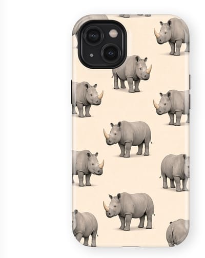 Safari Tough Case geschikt voor iPhone 14 Plus | Premium hoesje met Safari Dieren Design | Geschikt voor Mag | Dieren Print Backcover geschikt voor iPhone 14 Plus Neushoorn