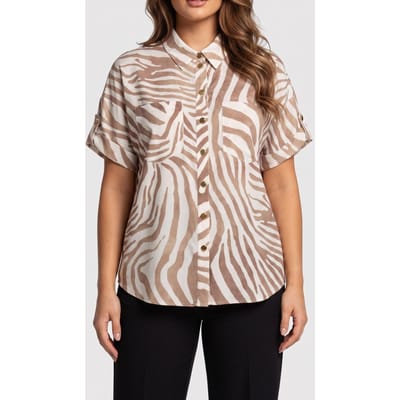 GUESS Rosie Short Sleeve S Safari Dream Print Größe: 38 | Blusen Outlet | Damen