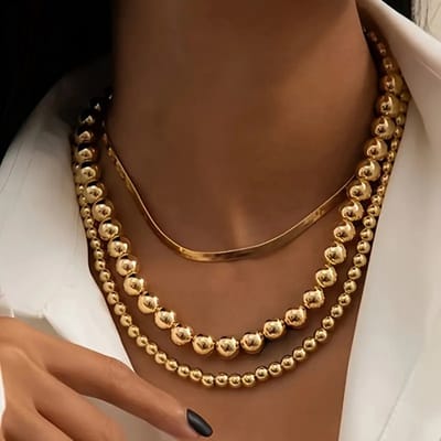 Nivard Ketting - Dames - Staal - Nep zilver - Met Hanger - 3 Stuks - Nep Goud