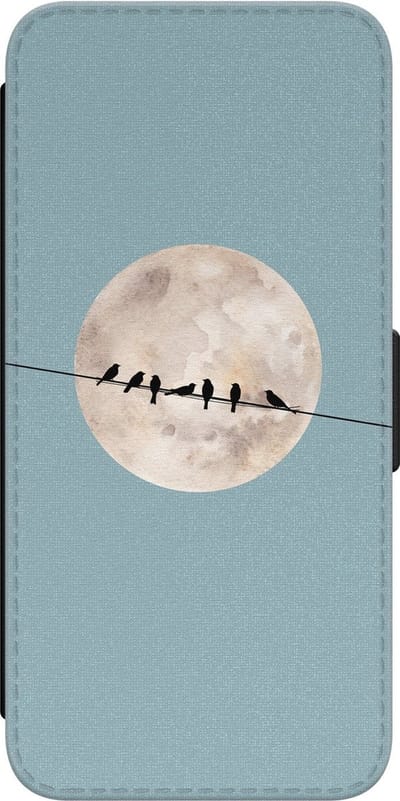 Leuke Telefoonhoesjes - Hoesje geschikt voor Samsung Galaxy A34 bookcase leer - Moon birds - Moon birds - Wallet Case met pasjeshouder - Print / Illustratie - Blauw