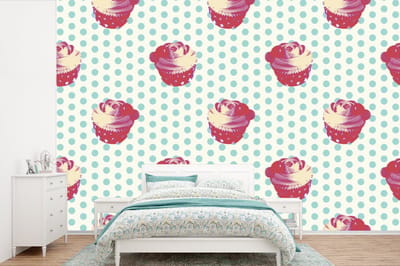 Behang - Fotobehang Patronen - Cupcake - Eten - Breedte 360 cm x hoogte 240 cm