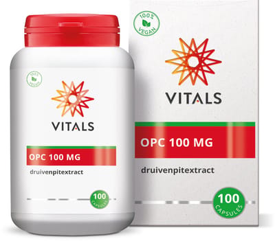 Vitals OPC 100 mg druivenpittenextract - 100 capsules. Heeft een sterke antioxidatieve werking.