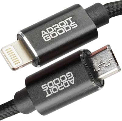 AdroitGoods Micro-USB Oplaad- en Datakabel - Geschikt voor Apple Lightning connector - 1 Meter - 2.4A 12W - USB 2.0 Data - Gevlochten Nylon - Duurzame Verbindingskabel