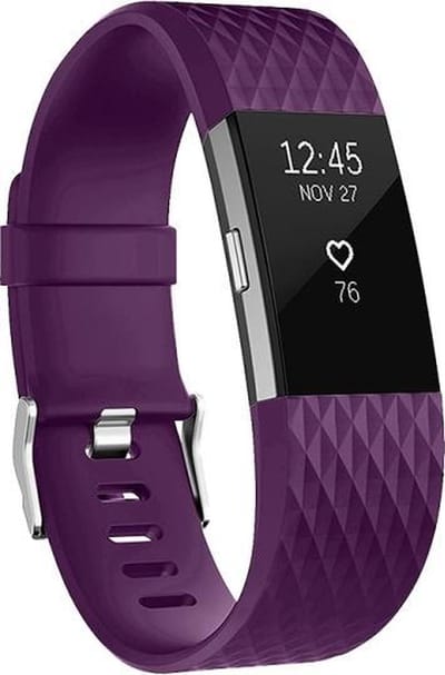By Qubix - Compatible Fitbit bandje - Geschikt voor fitbit Charge 2 siliconen bandje - Maat: Large - Paars - Horlogeband - smartwatchbandje