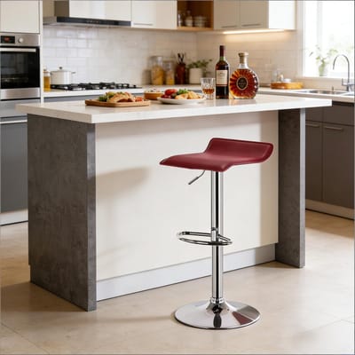 OKWISH Barkruk 62-84 Cm – 360 Graden Draaibaar En In Hoogte Verstelbaar – Voor Bar En Keuken – Kunstleer – Wijnrood