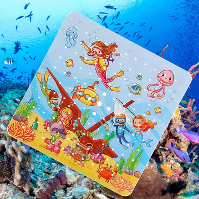 Douchemat antislip douche badmat kind en baby – duikers oceaan duikboot onderzeeër onderzeeboot scheepswrak vissen schildpad walvis octopus onderwater zeemeermin - mat anti slip - baby's kinderen - antislipmat - kinderbadmat babybadmat douchemat badk