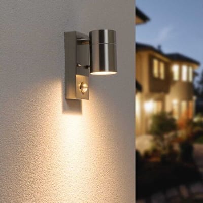 HOFTRONIC Set van 3 Mason Wandlampen - 2700K Warm Wit - Bewegingssensor en Schemerschakelaar - RVS - IP44 Waterdicht - Wandspot voor binnen en buiten