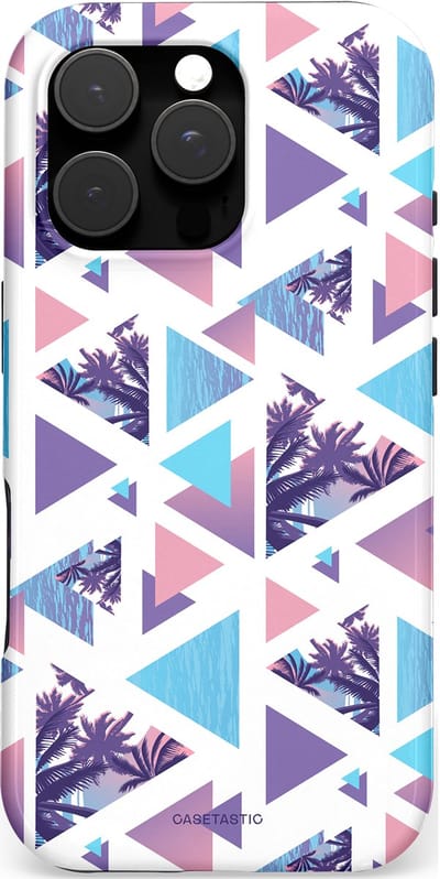 Casetastic hoesje geschikt voor Apple iPhone 16 Pro - MagSafe - Dubbellaagse bescherming - Zomervibe geometrie - Fashion Case - Wit Lavendel Lichtblauw Lichtgrijs