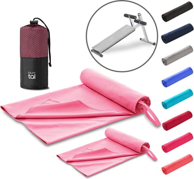 Blumtal Fitness Handdoek Set van 2 - Microvezel Sporthanddoek Gym 180 x 90 cm + 80 x 40 cm - Sporthanddoek 2 Stuks - Roze