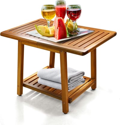 Stevige Houten Bijzettafel voor Buiten - Weerbestendig en Stabiel