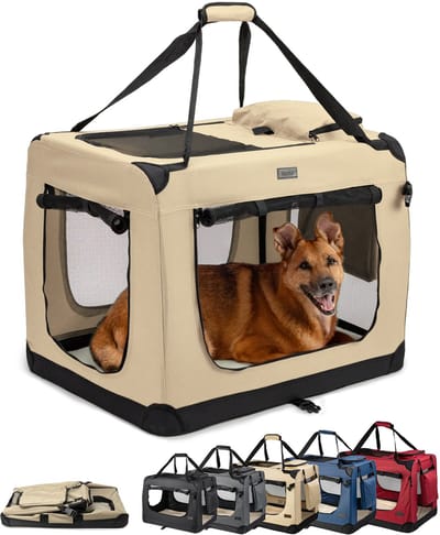 Lionto Hondentransportbox Hondentas Hondenkrat opvouwbare kleine dierentas, (XL) 82x58x58 cm Beige